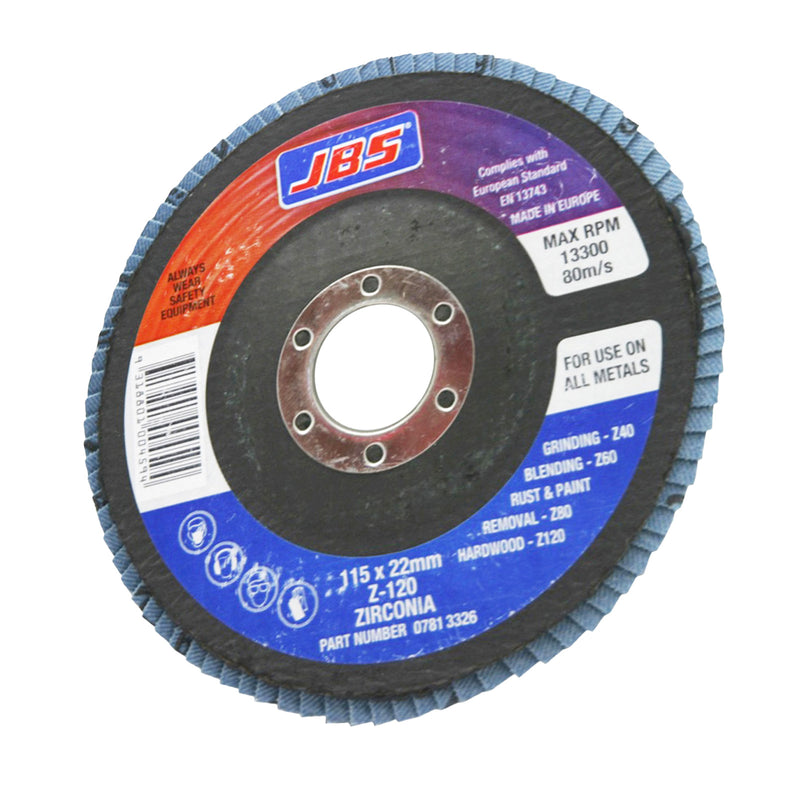 JBS Flap Disc Zirconia 115x22mm Z-120 120-Grit 0781 3326