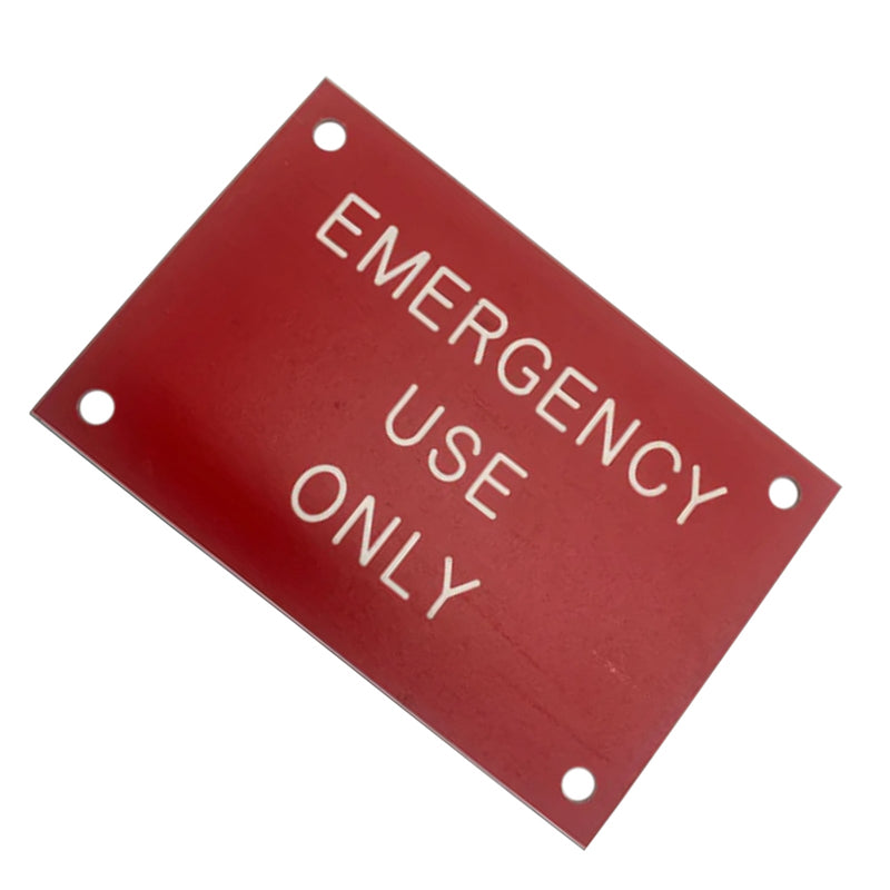 Legend Plate “EMERGENCY USE ONLY” Red with White Text 118 x 78mm