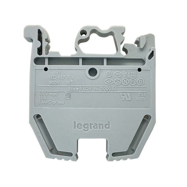 Legrand Terminal Block 10mm 50A 6awg Gray 39064