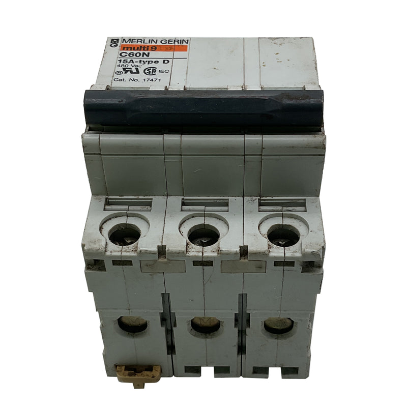 Merlin Gerin Multi9 C60N Circuit Breaker 3-Pole 480V AC 15A 17471