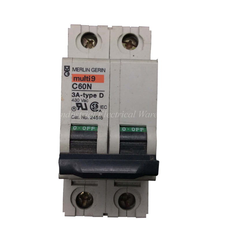 Merlin Gerin Multi9 Circuit Breaker 2P 480VAC 3A-Type D C60N 24518