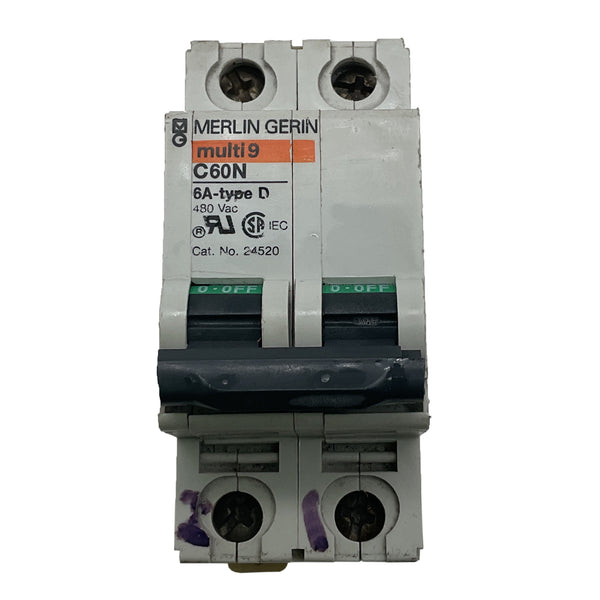 Merlin Gerin Circuit Breaker 2P 480VAC AC 6A 24520