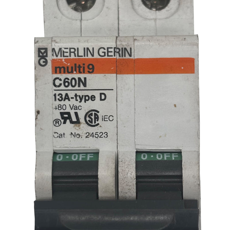 Merlin Gerin Multi9 C60N Molded Case Circuit Breaker 2-Pole 480V AC 13A 24523