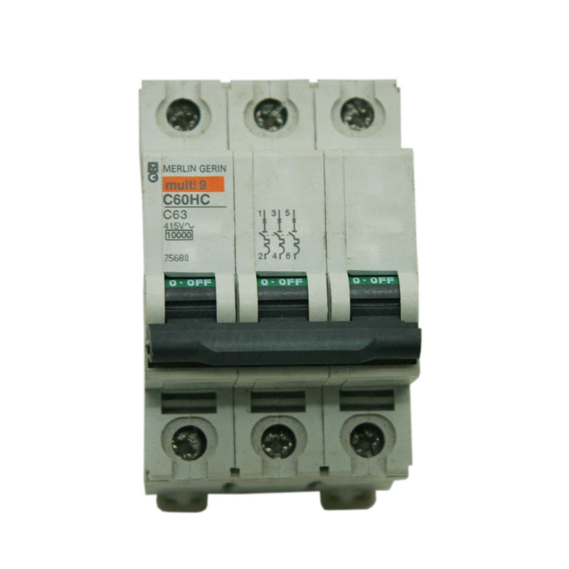 Merlin Gerin Multi 9 Circuit Breaker 3P 63A 415V@10kA C60HC C63 25680