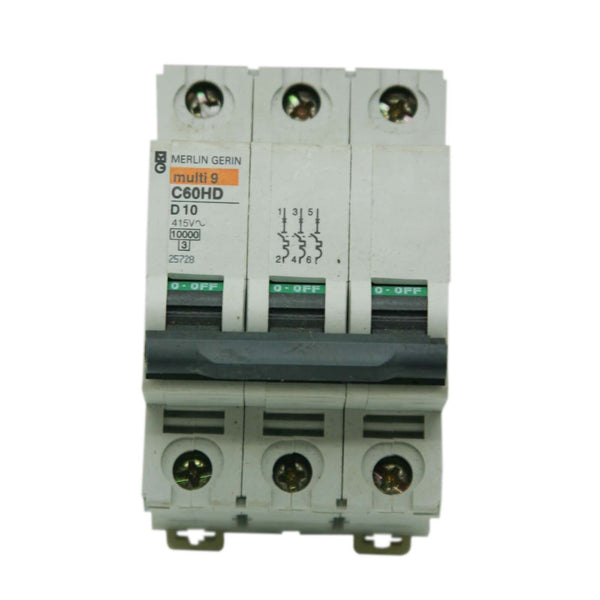 Merlin Gerin Multi 9 Circuit Breaker 3P 10A 415V 50/60Hz C60HD D10 25728