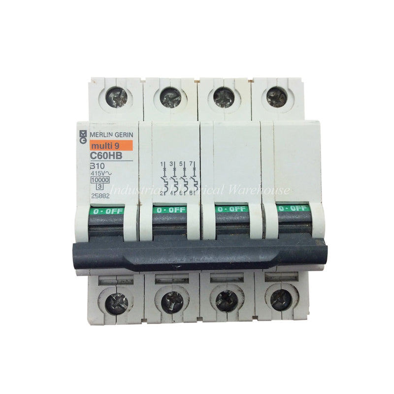 Merlin Gerin Mulit 9 Miniature Circuit Breaker 4P 10A C60HB B10 25882