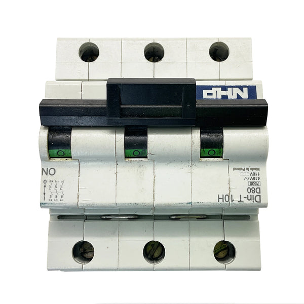 NHP DIN-T Miniature Circuit Breaker 0H 3-Pole 80A D-CURVE DINT10H380D