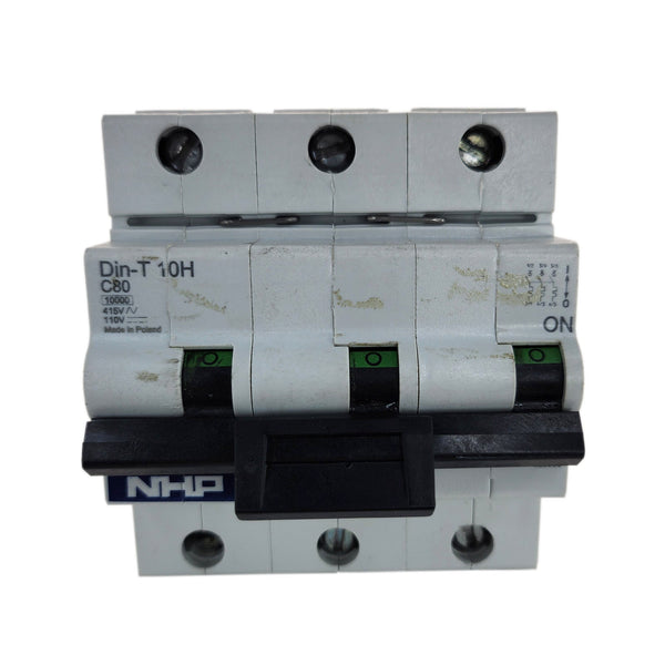 NHP Miniature Circuit Breaker DIN-T 10H 16kA 3P 80A D Curve DTCB10H380D