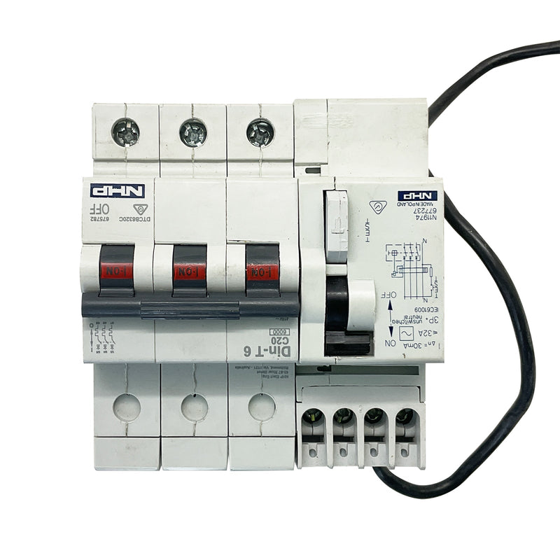 NHP Miniature Circuit Breaker 3-Pole DTCB6320C with 32A 30MA 3PN DSRCM32303PN