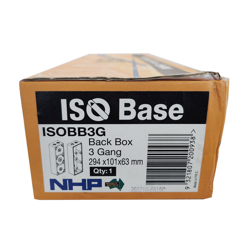 NHP Back Box 3 Gang Standard H294 x W101 x D63MM Gray ISOBB3G