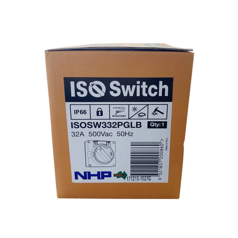 NHP Surface Switch 3 Pole 32A Gray ISOSW332PGLB