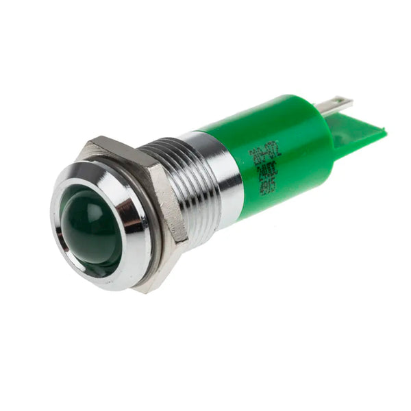 Neutral LED Panel Indicator 24VAC 14mm Mounting Hole Green 250-9206