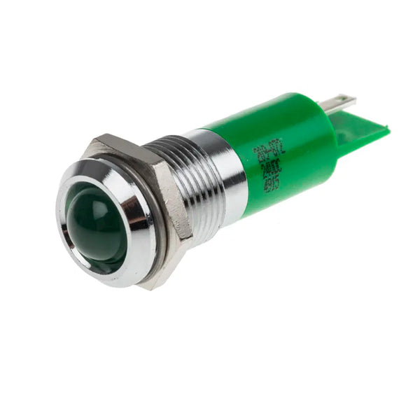 Neutral LED Panel Indicator 230VAC 14mm Mounting Hole Green 577-948