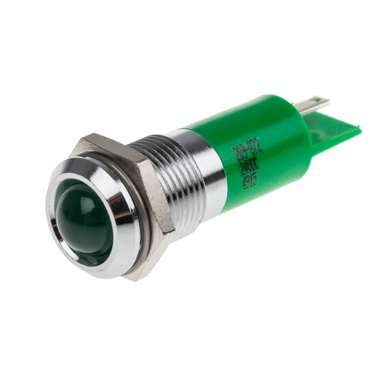 Neutral LED Panel Indicator 24VDC 14mm Mounting Hole Green 590-272