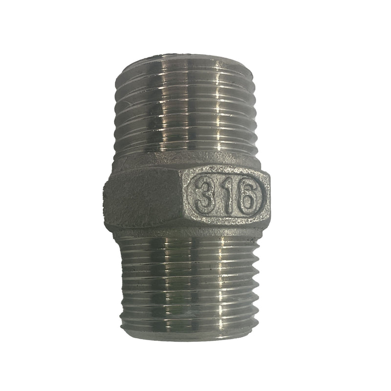 Hex Nipple BSP 316 Stainless Steel 1/2"