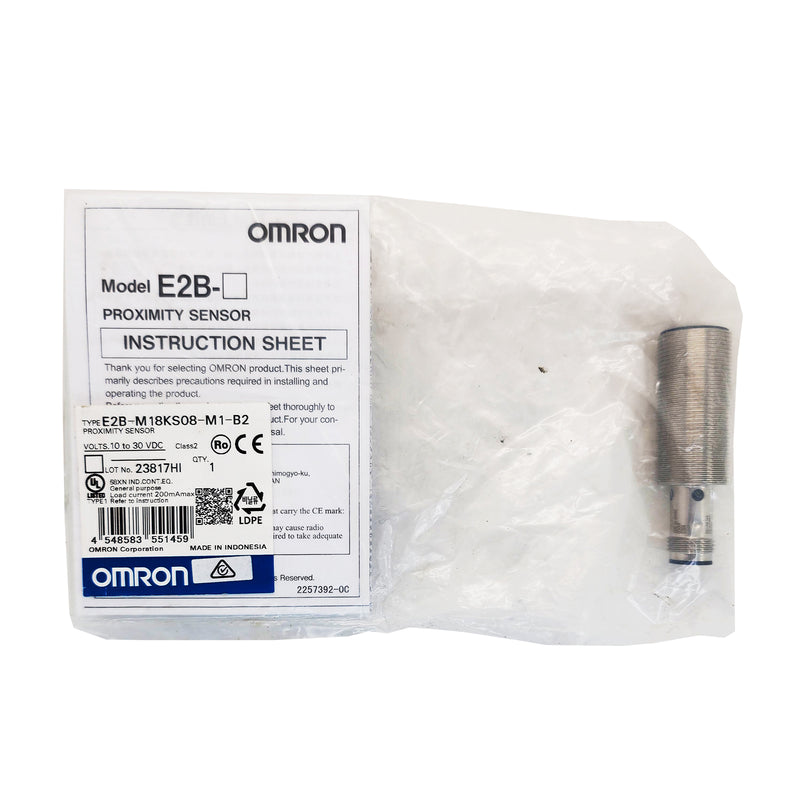Omron Inductive Proximity Sensor 12-24V M18x1 8mm E2B-M18KS08-M1-B2