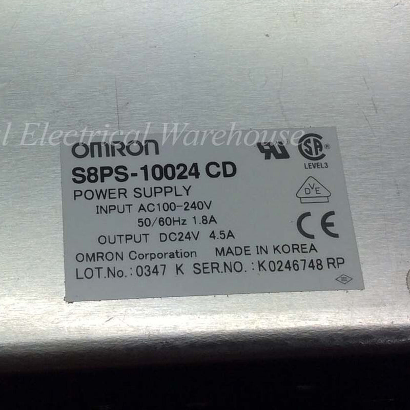 Omron Power Supply AC/DC DIN Rail 24VDC 4.5A S8PS-10024CD