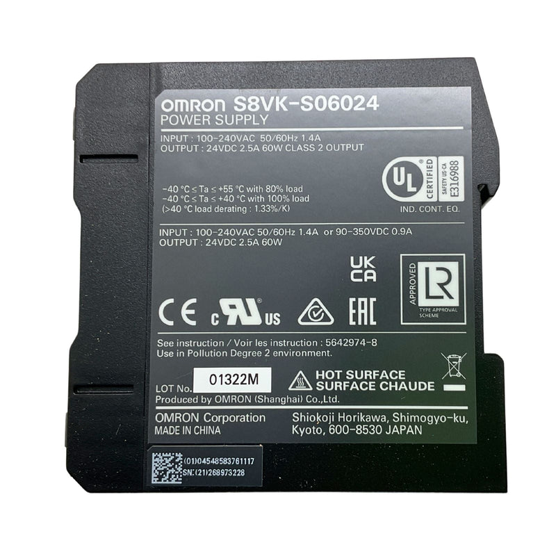 Omron Power Supply S8VK-C Switch Mode DIN Rail 85-264Vac Input S8VK-C06024