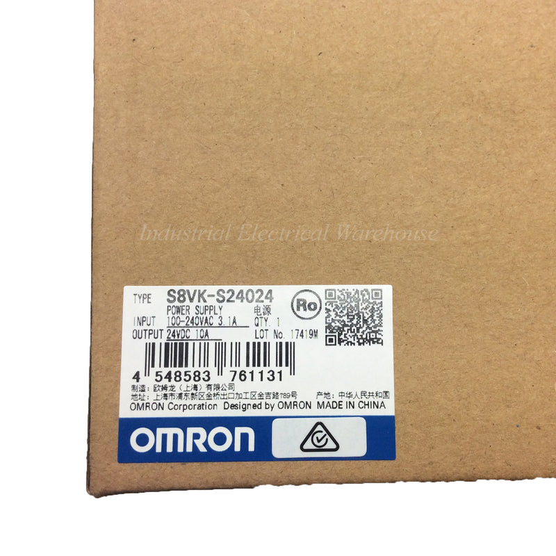 Omron Converter Switching Power Supply DIN Rail 10A 24VDC S8VK-S24024