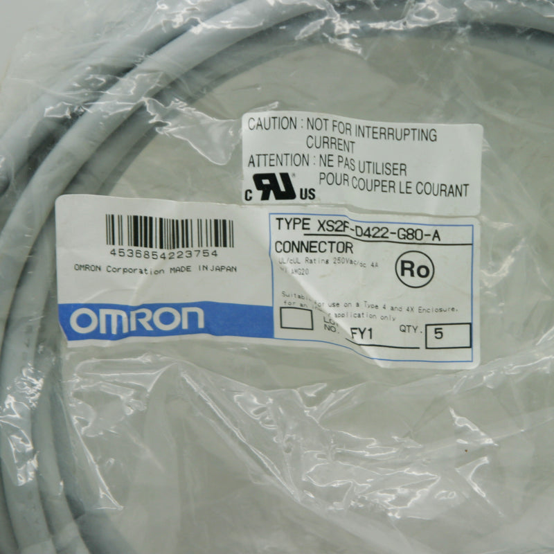 Omron Cable Connector 250Vac/dc 4A 5 Metre Lead XS2F-D422-G80-A
