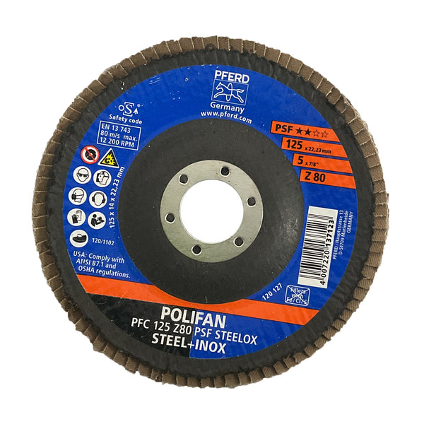 PFERD Flap Disc Polifan Steelox 125mm 60-Grit 67770126