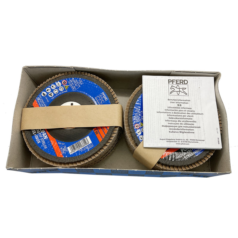 PFERD Flap Disc Polifan Steelox 125mm 80-Grit 67770128 Box of 10