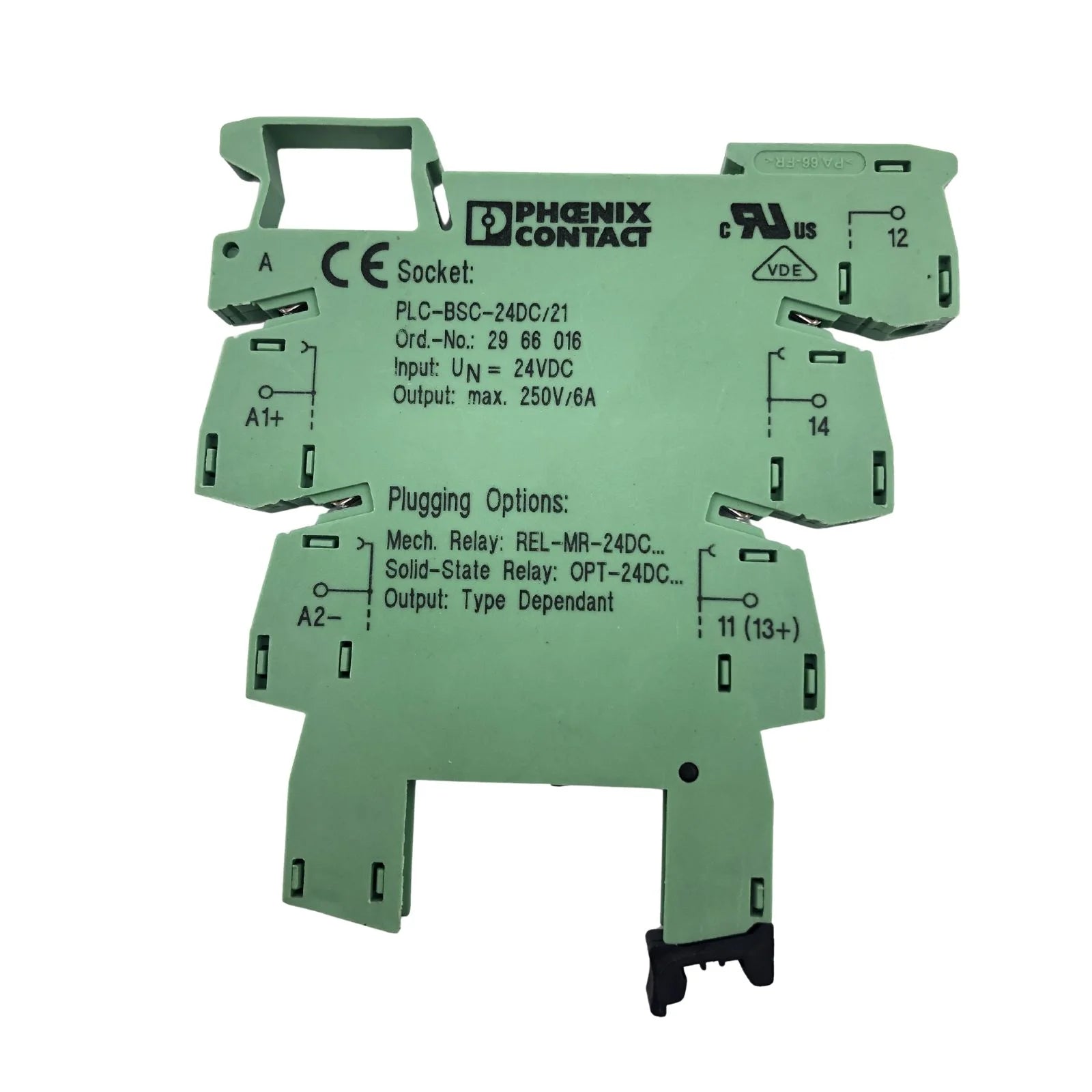 Phoenix Contact Relay Socket Green PLC-BSC-24DC/21 w/ Solid State Relay 2966595