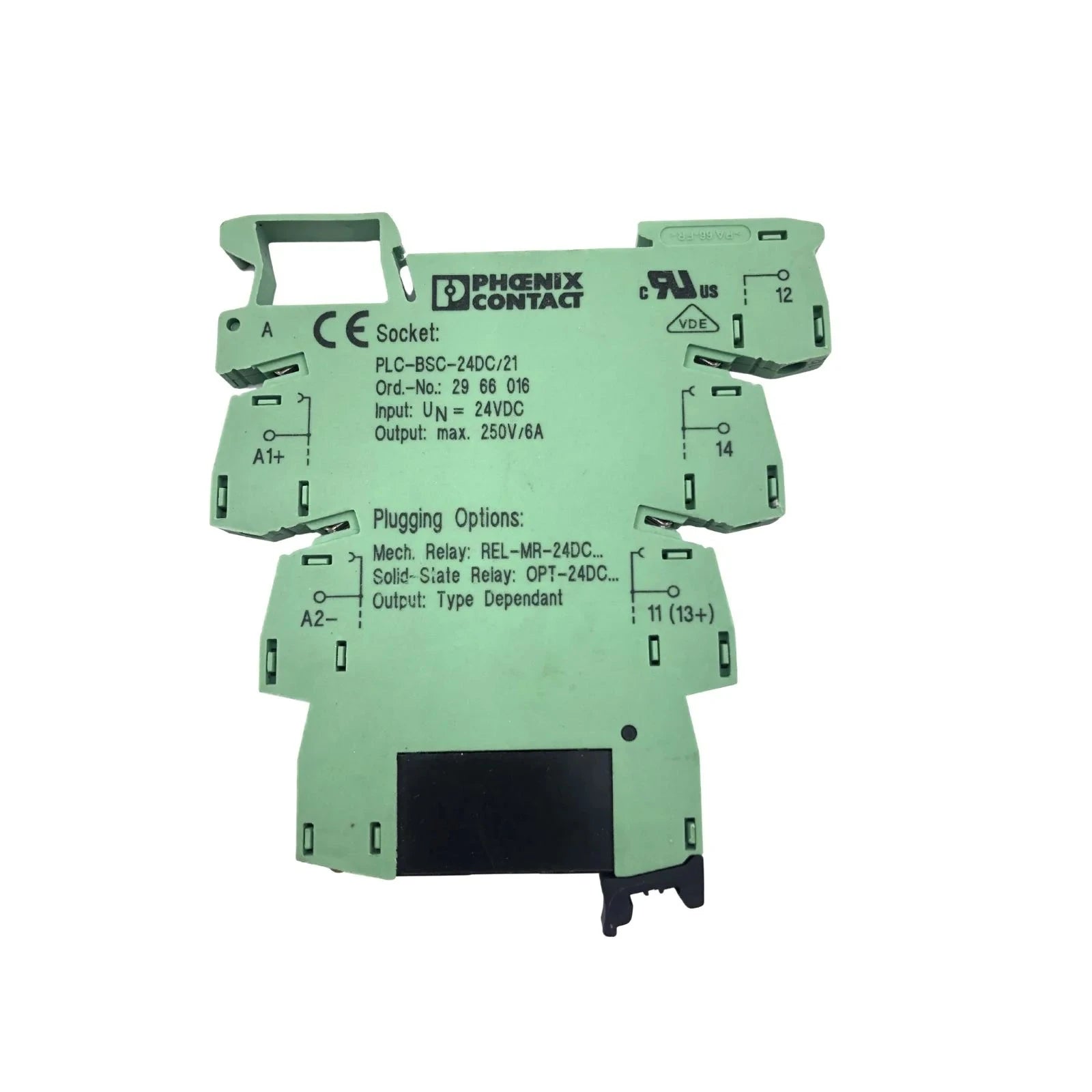 Phoenix Contact Relay Socket Green PLC-BSC-24DC/21 w/ Solid State Relay 2966595