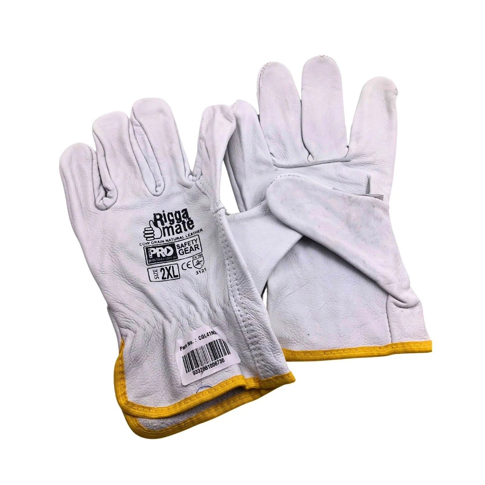 Riggamate Safety Industrial Leather Work Gloves 2XL White CGL41N2XL