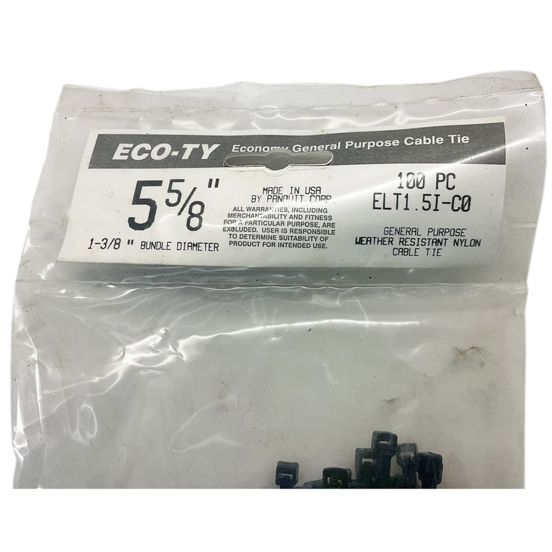 Panduit ECO-TY Cable Tie 5 5/8” 142mm ELT1.5I-C0 Qty 100