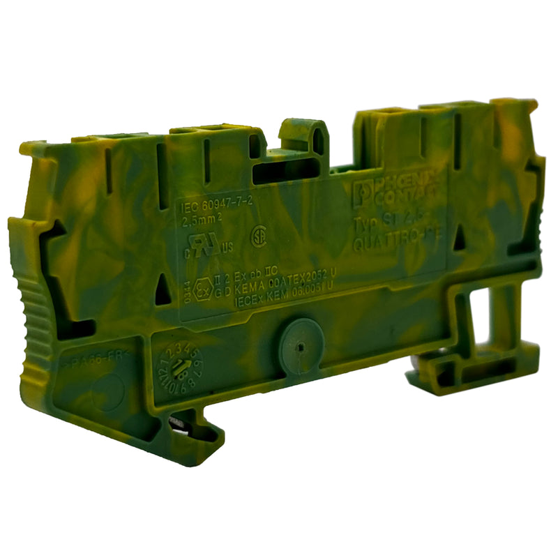 Phoenix Contact Terminal Block Green/Yellow ST-2,5 Quattro-PE