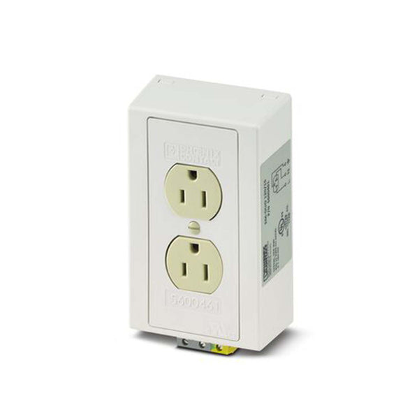 Phoenix Contact Rail-Mounted Dual Power Outlet 125VAC 15A IP20 Ivory EM-DUO 120/15-5600461-Plug-Industrial Electrical Warehouse