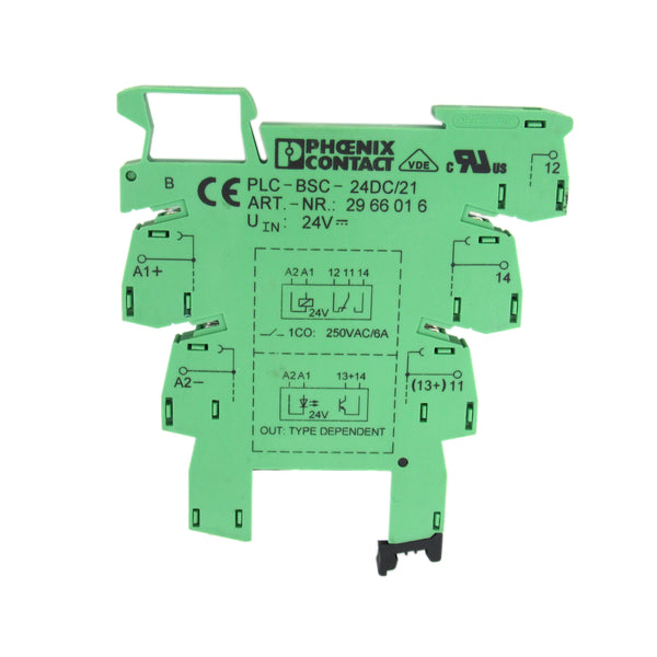 Phoenix Contact Relay Socket 24VDC 1-PDT Green PLC-BSC-24DC/21-Relay-Industrial Electrical Warehouse