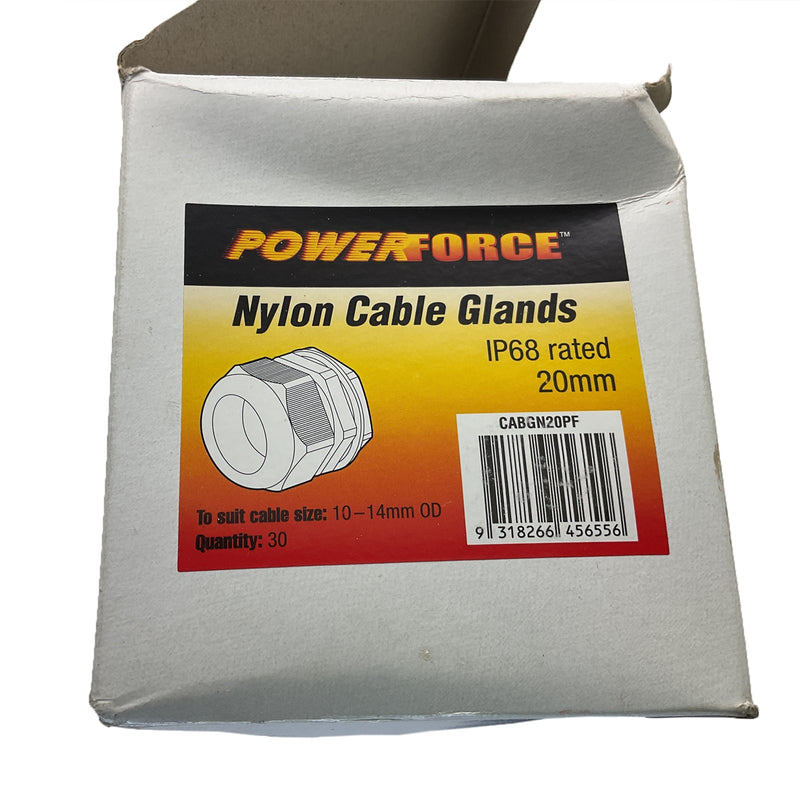 PowerForce Nylon Cable Gland 20mm IP68 Black CABGN20PF Box of 30