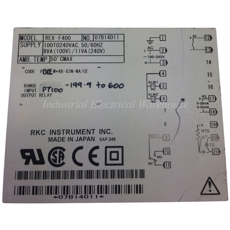 RKC Temperature Controller REX-F400 100-240VAC 0.0-100°C F801-8*AB-83N-NA/CE