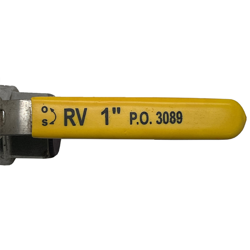 RV Ball Valve 1" Stainless Steel Yellow