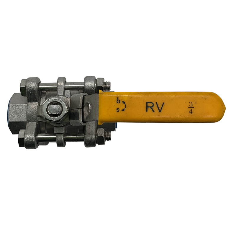 RV Ball Valve 3/4" Stainless Steel Yellow