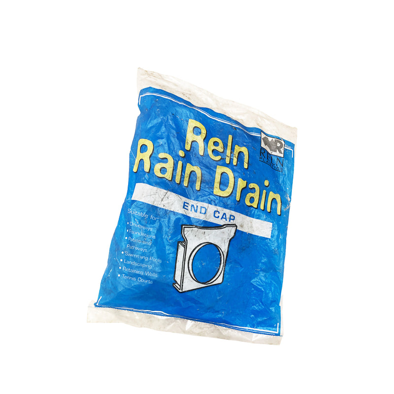 Reln Rain Drain End Cap Black Moulded Plastic to Fit 90mm Pipe