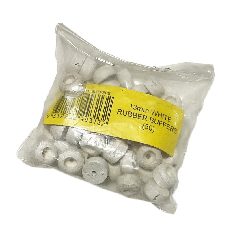 Rubber Buffers 13mm White Pack of 50