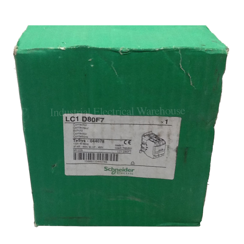 Schneider Electric / Telemecanique Contactor 3 Pole 125A 60HP 110VAC LC1D80F7