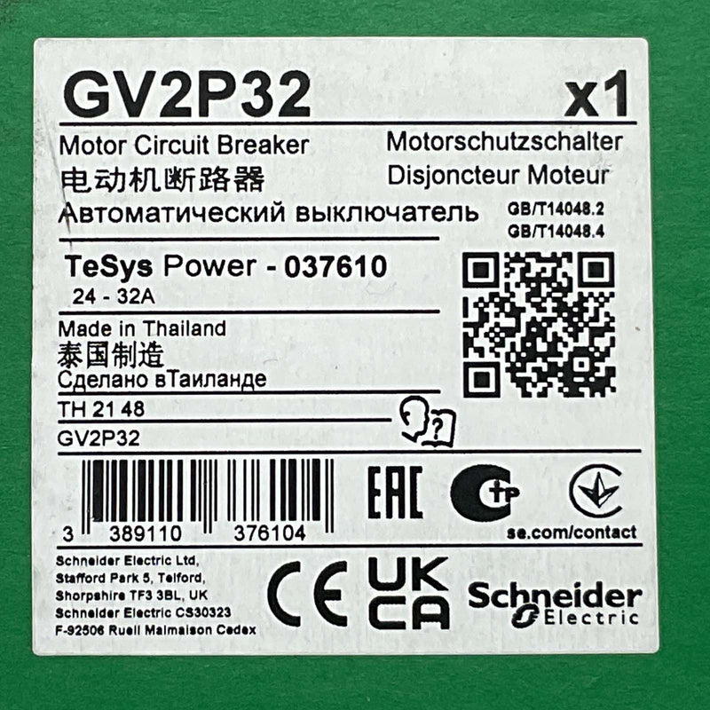 Schneider Electric Motor Protection Circuit Breaker 24-32A GV2P32