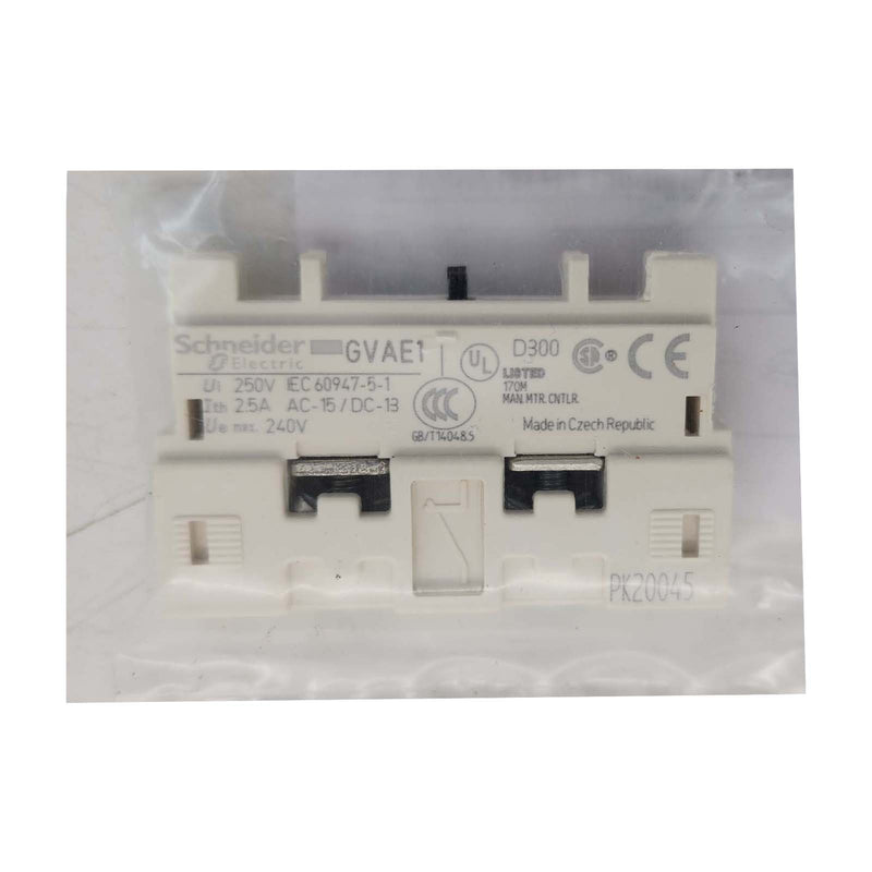 Schneider Electric / Telemecanique Auxiliary Contact 2 Contact 1NC + 1NO Front Mount GVAE1