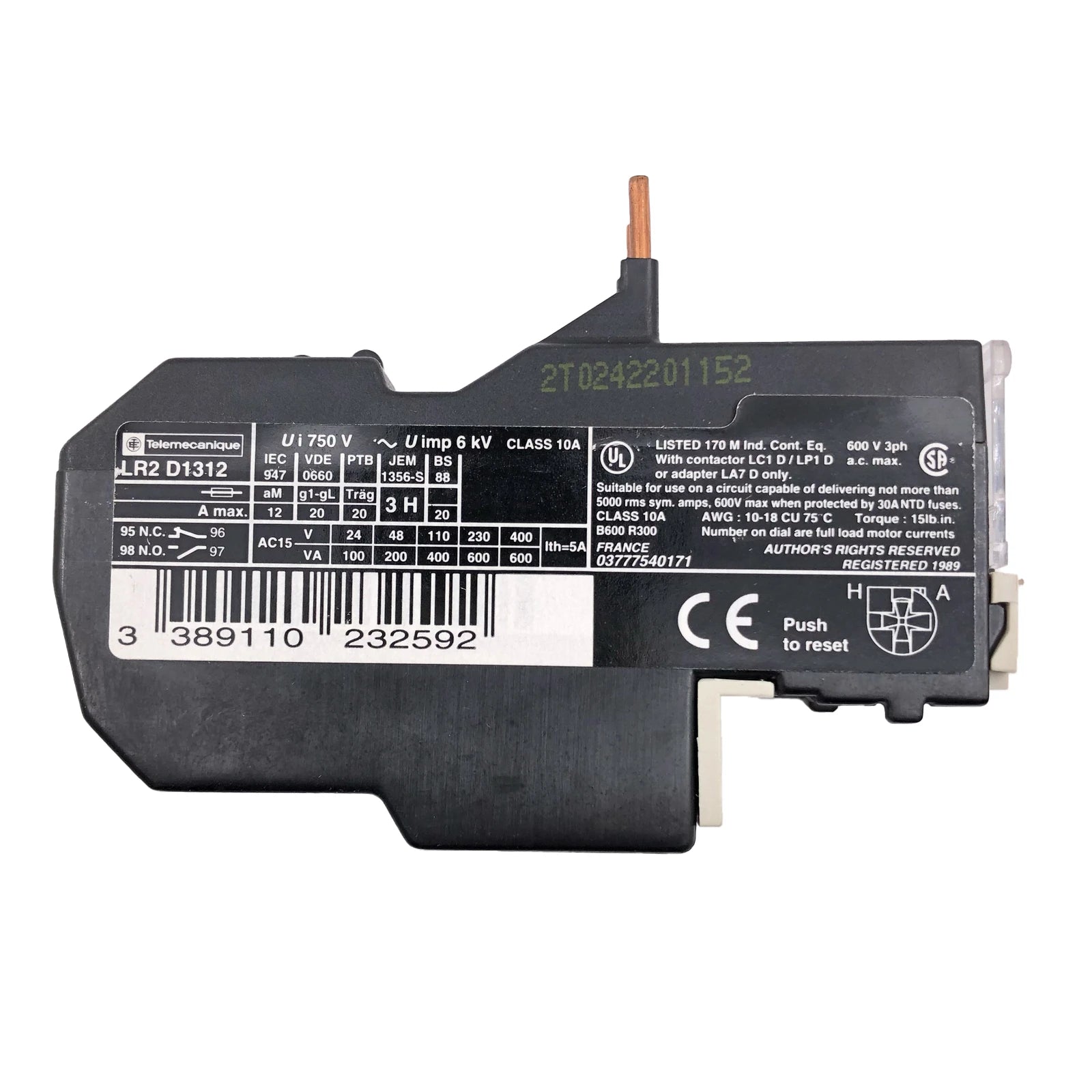 Schneider Electric / Telemecanique Thermal Overload Relay 5.5 8A LR2D1312