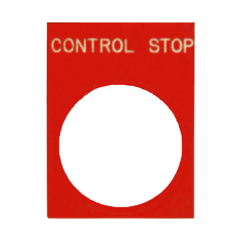Schneider Electric / Telemecanique Legend Plate “Control Stop" Red