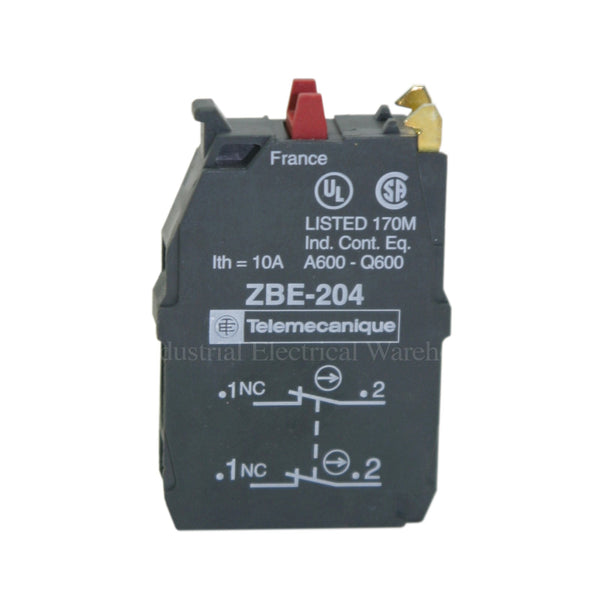 Schneider Electric / Telemecanique Contact Block SPST 10A Non-Illum ZBE-204