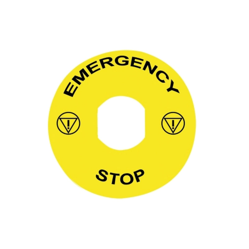 Schneider Electric / Telemecanique EMERGENCY STOP Legend 60mm Yellow ZBY9330