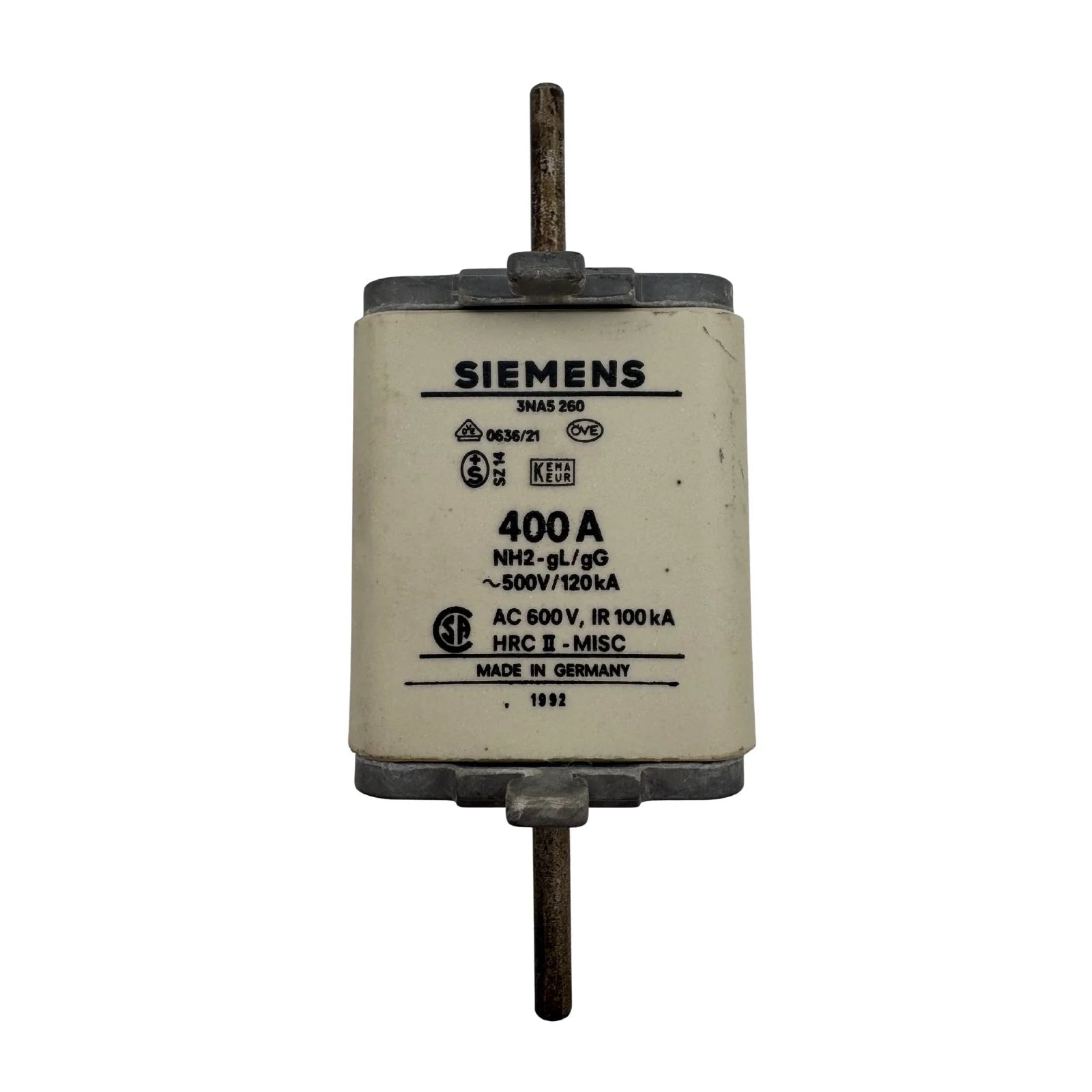 Siemens Centered Tag Fuse 400A 500Vac 120kA 3NA5260