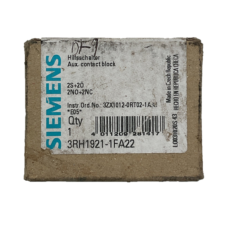 Siemens Contact Block 4-Pole 2NO/2NC 3RH1921-1FA22