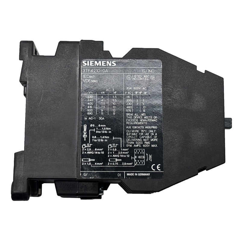 Siemens Contactor 600VAC 30A 3P 3TF4210-0A