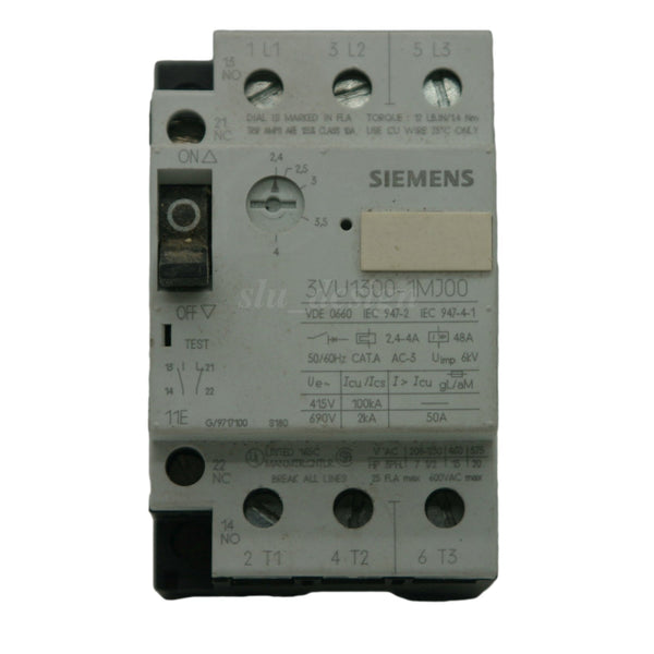 Siemens Motor Starter Circuit Breaker 3 Pole 2.4-4A 1NO + 1NC 3VU1300-1MJ00